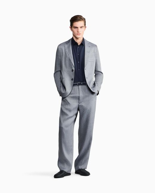 Giorgio Armani Gray Flat-Front Trousers for men
