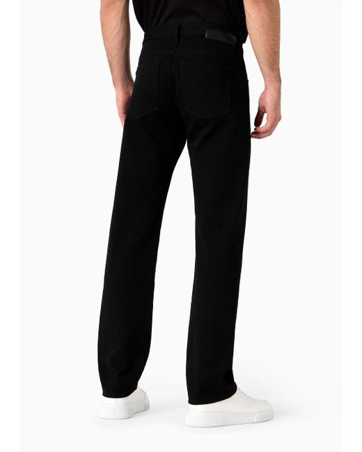 Giorgio Armani Black Five-pocket Regular-fit Stretch-cotton Denim Trousers for men