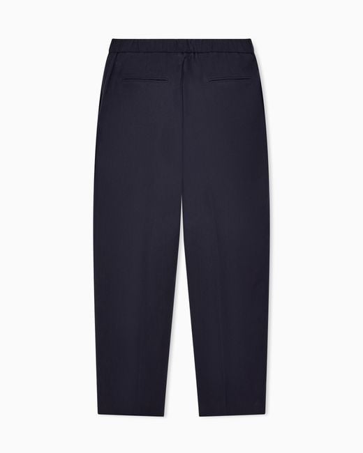 Giorgio Armani Blue Linen Trousers With A Single Pleat And Drawstring for men