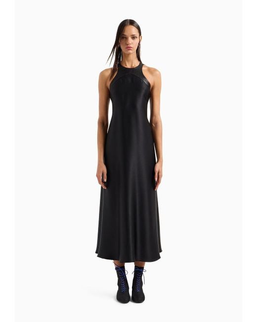 Giorgio Armani Black Double-faced Silk-satin Long Dress