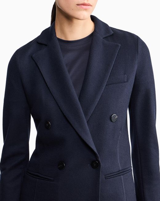 Giorgio Armani Blue Pure Cashmere Jersey Double-Breasted Jacket