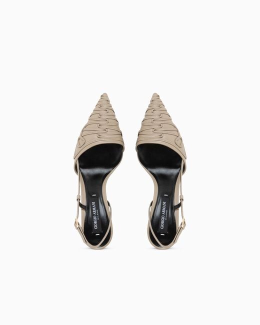 Giorgio Armani White Decollete Shoe With Cornely Details And Leather Upper