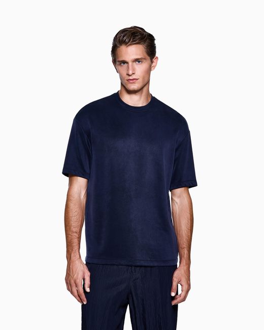 Giorgio Armani Blue Cupro-Jersey Crew-Neck T-Shirt for men