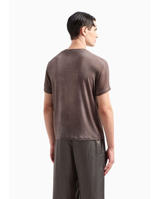 Giorgio Armani T-shirt Mit Rundhalsausschnitt Aus Modal-mischjersey in Brown für Herren