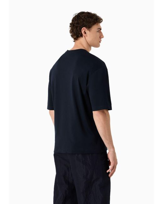 Giorgio Armani Blue Organic Cotton Jersey Crew-neck T-shirt for men