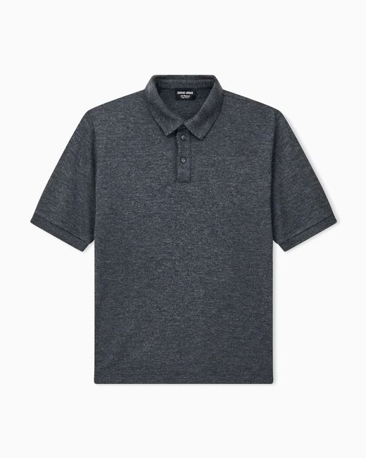 Giorgio Armani Blue Polo Shirt Cashmere Pure Interlock for men