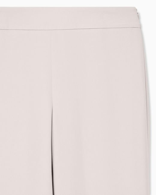 Giorgio Armani White Wide Leg Pure Silk Trousers With Pleats