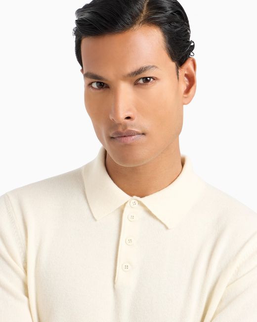 Polo De Cachemir De Manga Larga Giorgio Armani de hombre de color White