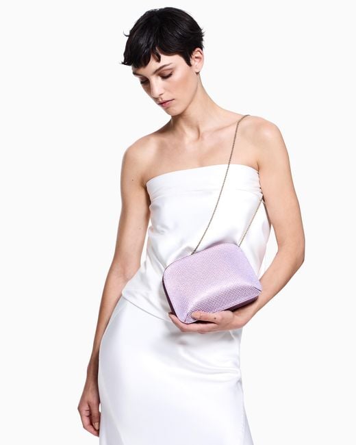 Giorgio Armani Purple La Prima Satin And Opal Rhinestone Clutch Bag