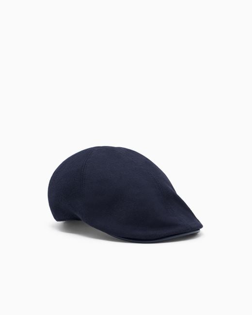 Giorgio Armani Blue Wool-Blend Flat Cap for men