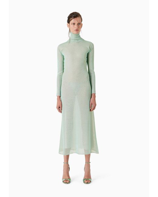 Giorgio Armani Blue Midi Dress In A Bright Knit
