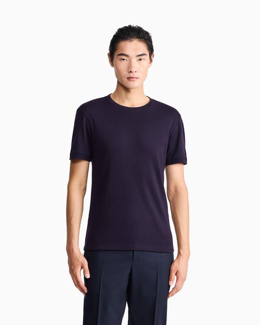 Giorgio Armani Blue Crew-Neck, Short-Sleeved Jumper for men