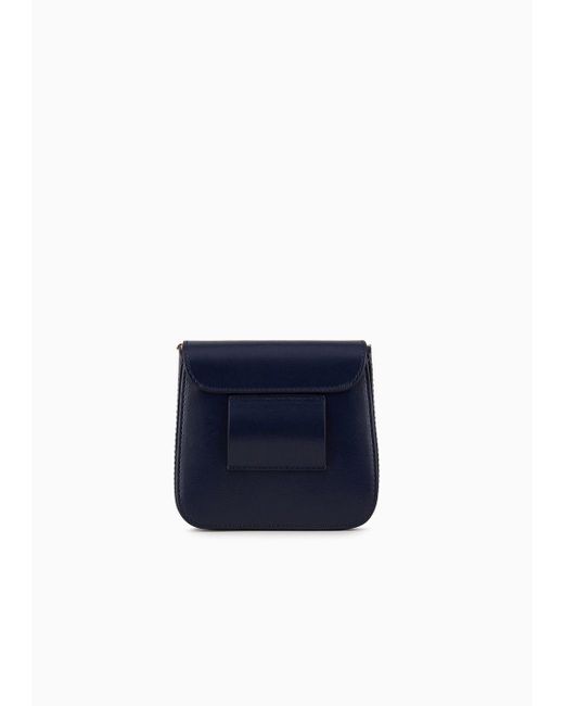 Giorgio Armani Blue Mini La Prima Bag In Hand-grained Leather