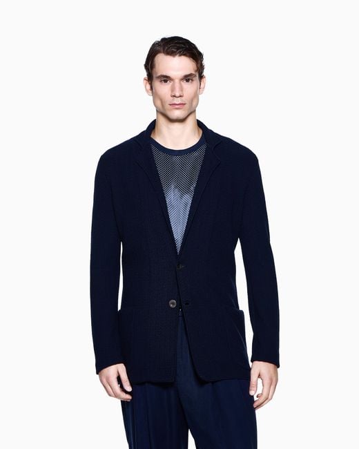 Giorgio Armani Blue Single-Breasted Jacket for men