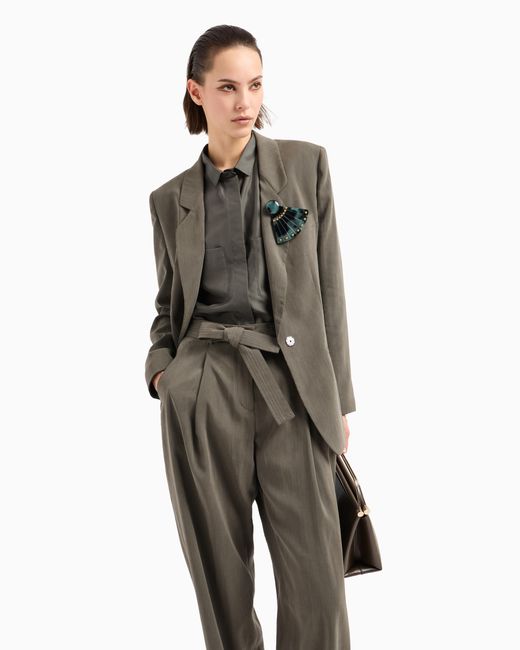 Pantalones Con Una Pinza De Seda Lavada Giorgio Armani de color Gray