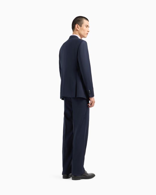 Traje Línea Soho De Abotonadura Sencilla En Lana Virgen Estructurada Giorgio Armani de hombre de color Blue