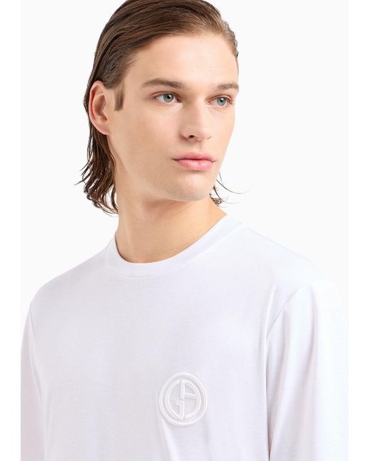Giorgio Armani White Pure Cotton Interlock Crew-neck T-shirt for men