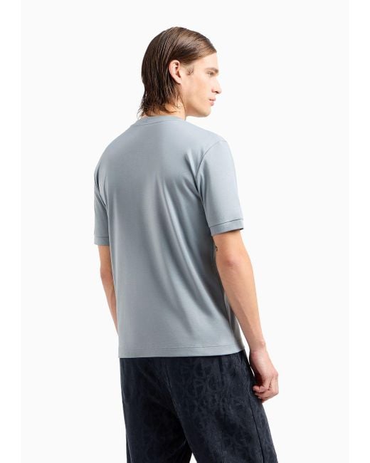 Camiseta Con Cuello Redondo De Interlock De Algodón Orgánico Asv Giorgio Armani de hombre de color Blue