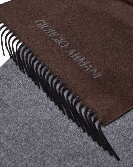 Giorgio Armani Brown Silk And Cashmere Scarf for men