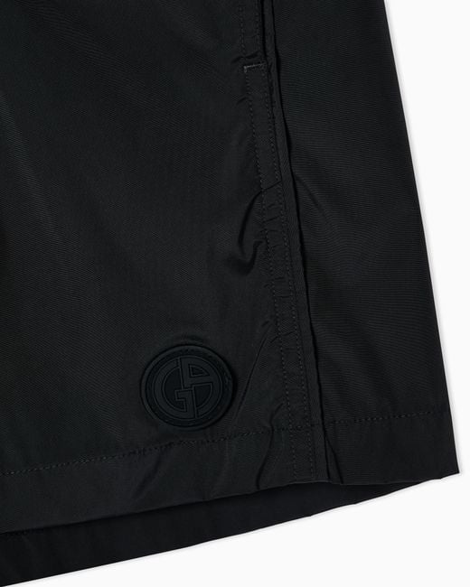 Giorgio Armani Black Elastic Waist Swim Trunks for men