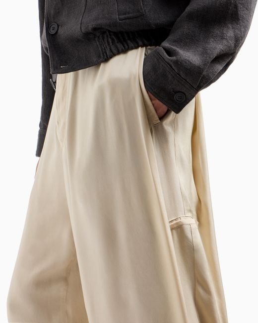 Giorgio Armani Weite Hose Aus Viskose in Natural für Herren