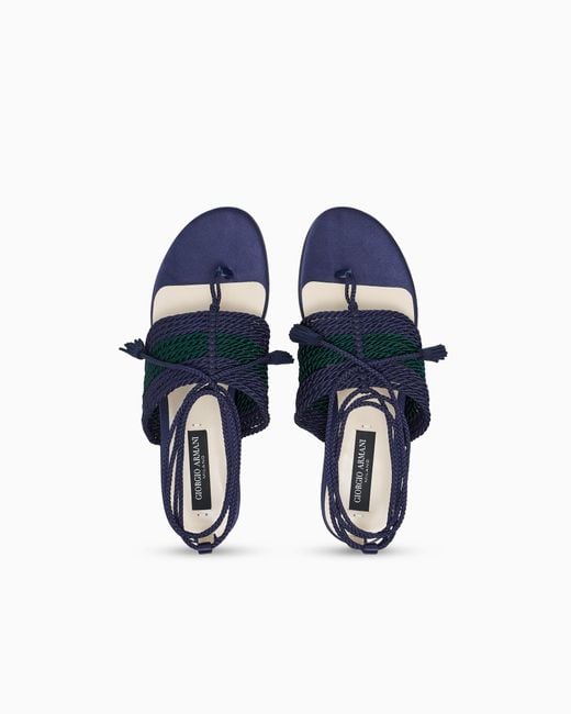 Giorgio Armani Blue Flat Thong Sandals