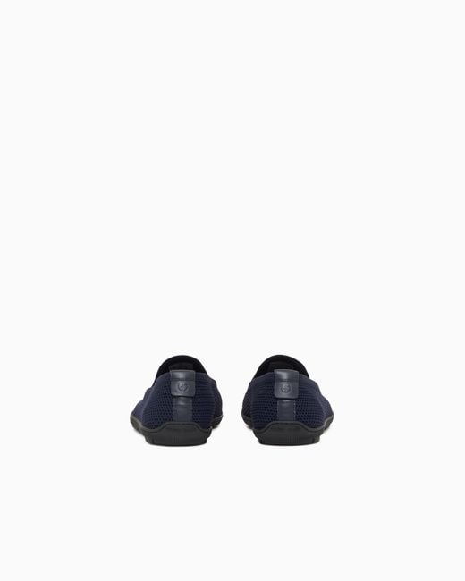 Giorgio Armani Blue Breathable Mesh Slip-On Sneaker With Leather Inserts for men