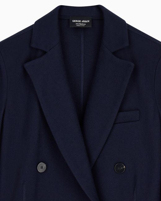 Giorgio Armani Blue Pure Cashmere Jersey Double-Breasted Jacket