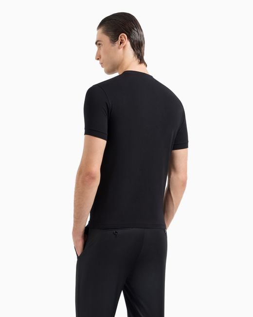 Giorgio Armani T-Shirt Mit Rundhalsausschnitt Icon Aus Viskosejersey Mit Stretchanteil in Black für Herren