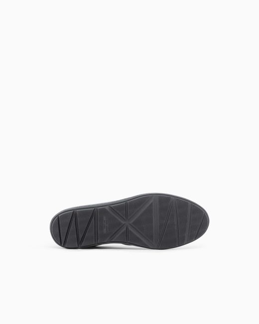 Giorgio Armani White Low-Top Suede Lace-Up Sneakers With Rubber Sole for men