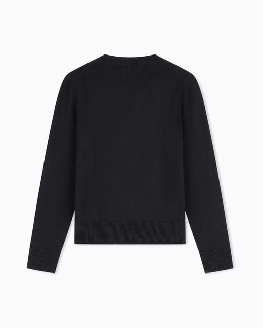 Giorgio Armani Black Cashmere Sweater With Ribbed Profiles