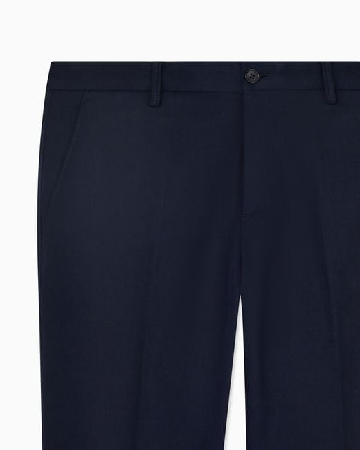 Giorgio Armani Blue Stretch Cashmere And Cotton Trousers for men