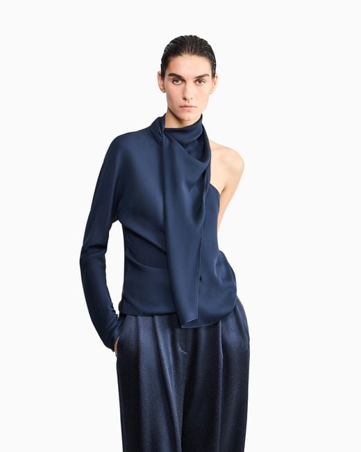 Giorgio Armani Blue One-Shoulder Shirt
