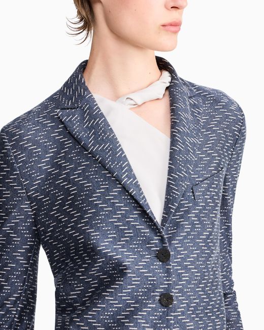 Giorgio Armani Blue Blazer Jackets Single-Breasted Chevron