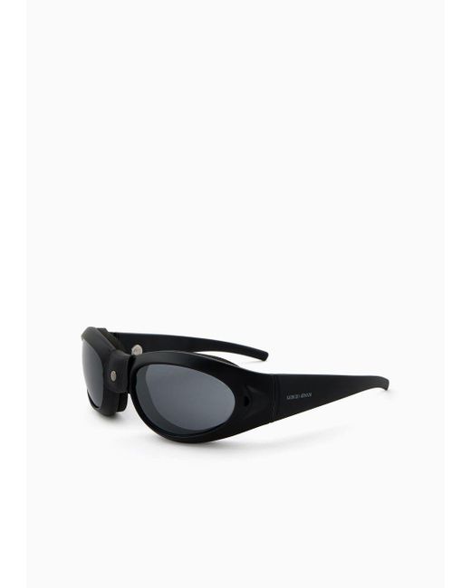 Giorgio Armani Black Oval Sunglasses for men