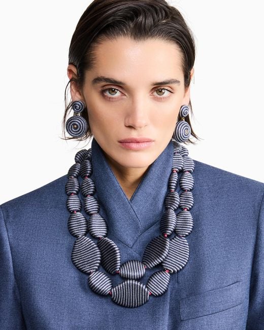 Giorgio Armani Blue Earrings With Circular Pendant