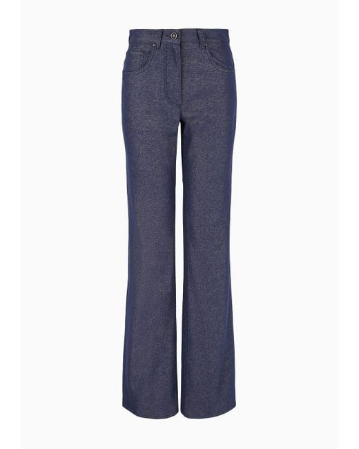 Giorgio Armani Blue Denim Collection Five-pocket Trousers In Cotton, Viscose And Lurex Denim