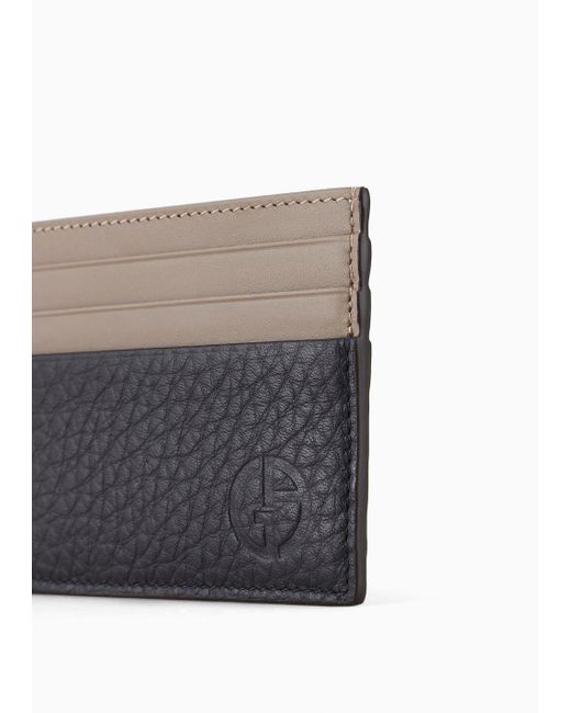 Giorgio Armani White Two-toned Leather Card Holder for men