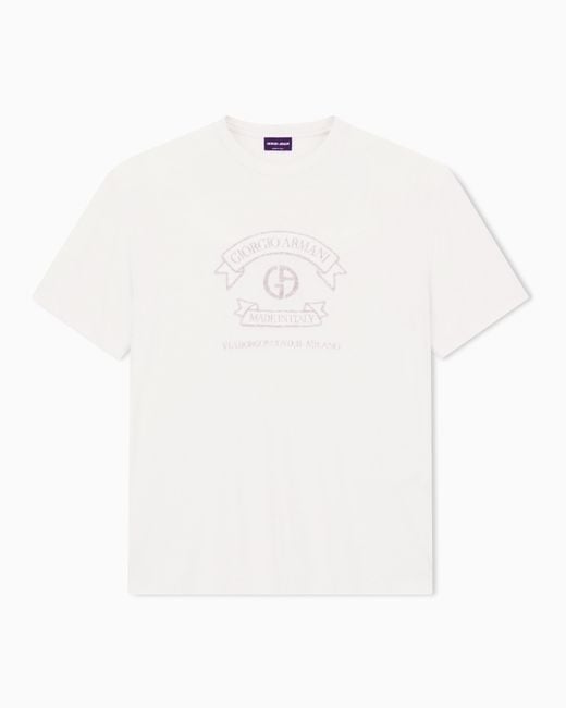 Giorgio Armani White Jersey Crew-Neck T-Shirt With Logo for men