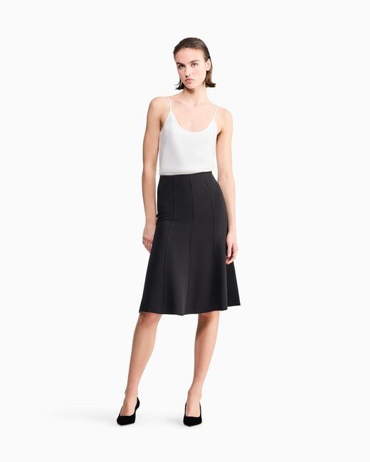 Giorgio Armani Black Silk Midi Skirt