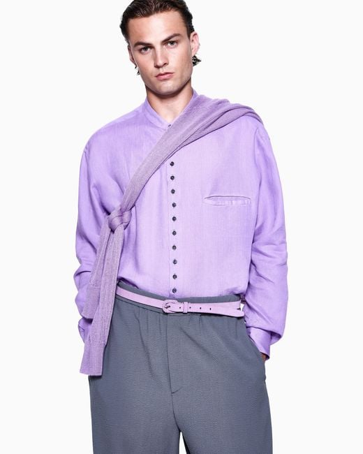 Giorgio Armani Pink Suede Belt With Buckle for men