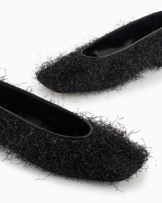 Giorgio Armani White X 10 Corso Como Faux-Fur Fabric Ballerinas