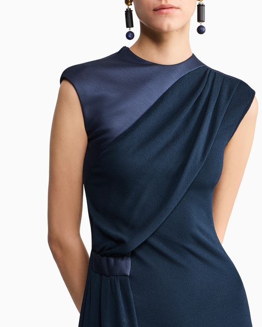Giorgio Armani Blue Dress With Draped Side