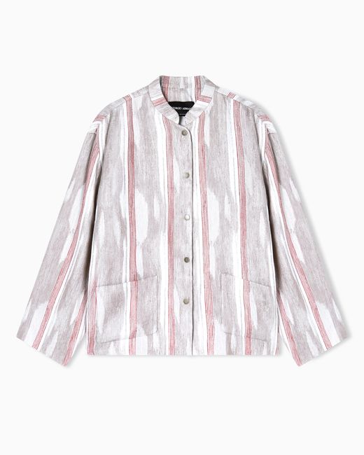 Giorgio Armani Gray Jacquard Linen And Viscose Jacket