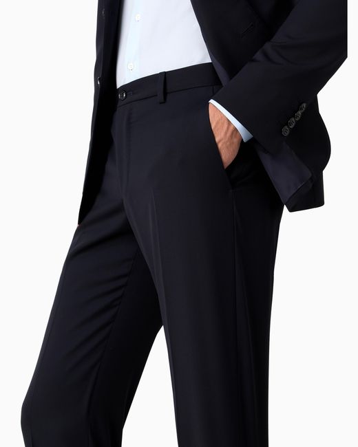 Giorgio Armani Blue Single-Breasted, Water-Repellent Wool Suit From The Soft Line for men