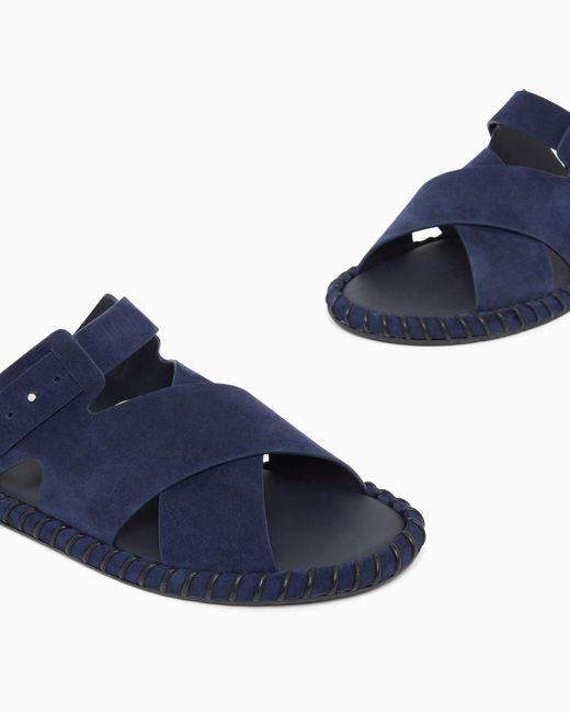 Giorgio Armani Blue Suede Sandals for men