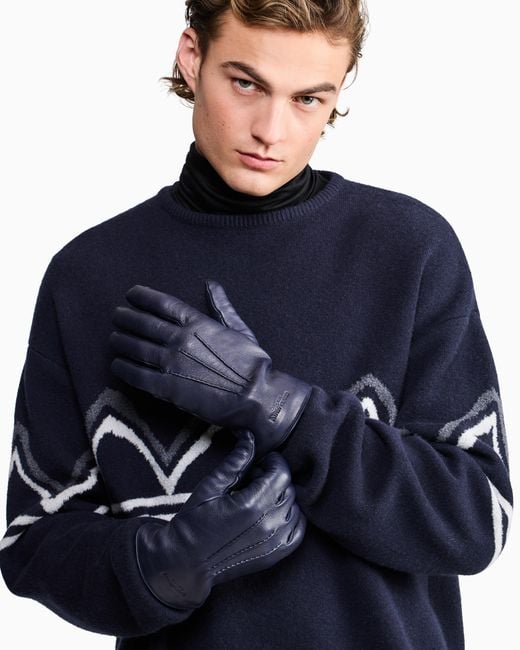 Giorgio Armani Black Nappa-Leather Gloves for men