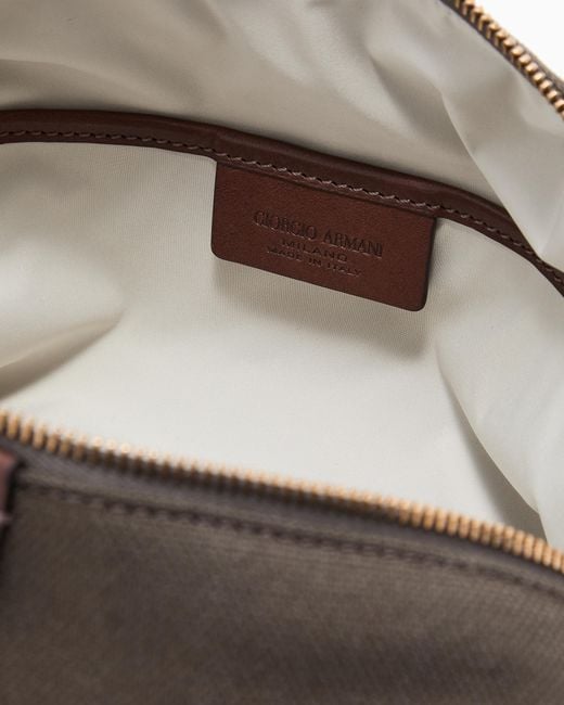 Giorgio Armani Gray Canvas And Leather Washbag for men