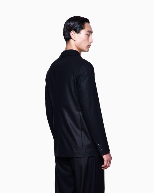 Giorgio Armani Black Unlined Single-Breasted Stretch Cashmere Jacket With Two Buttons for men