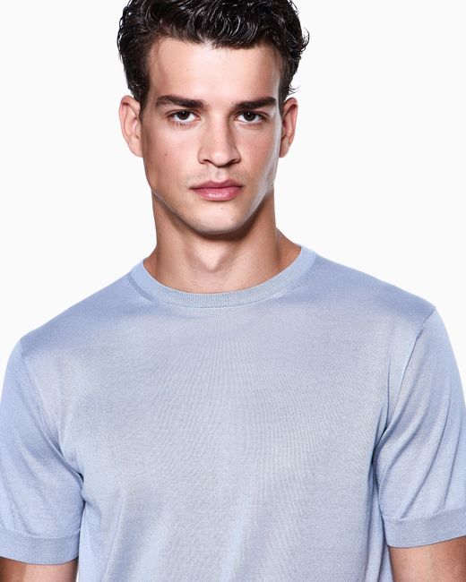 Giorgio Armani Blue Slim-Fit Sweater for men